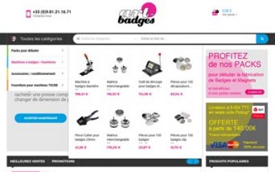 Refonte boutique Prestashop Art Badges, matériel pour fabriquer des badges et magnets