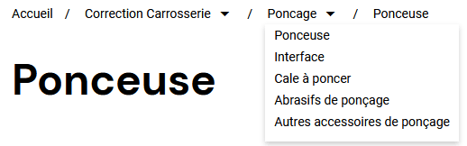 Prestashop innovation Menu dans le chemin de fer