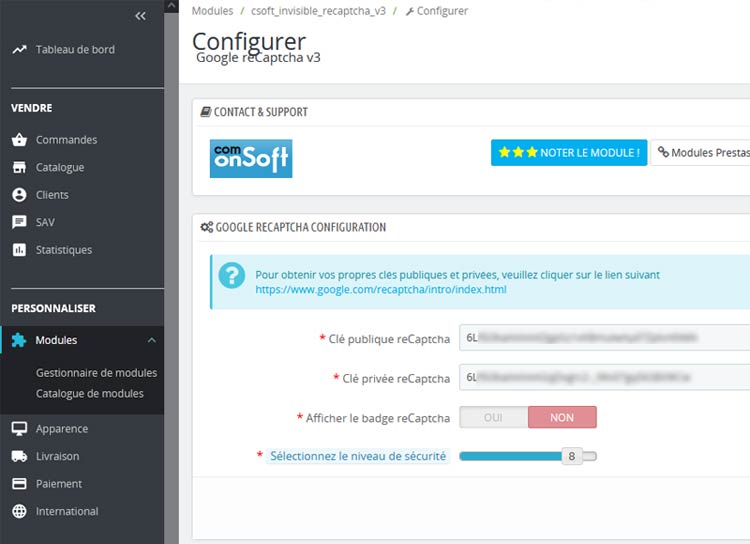Nouveau module Google reCAPTCHA V3 pour Prestashop