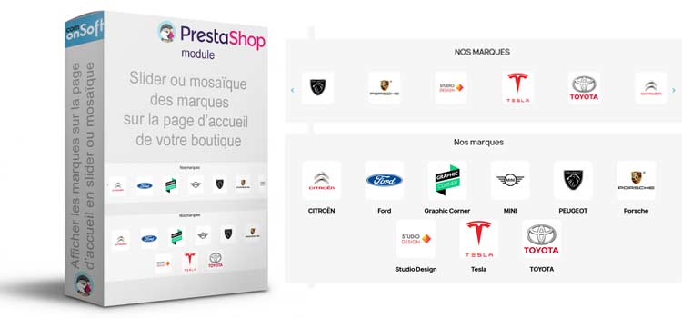 Nouveau module Prestashop slider logos des marques ou mosaïque