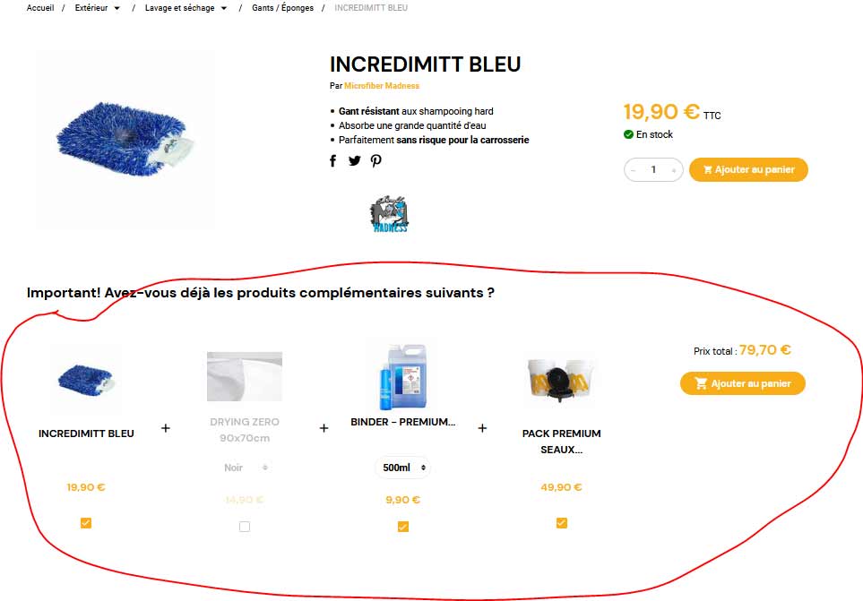 Ajout au panier de produits groupés