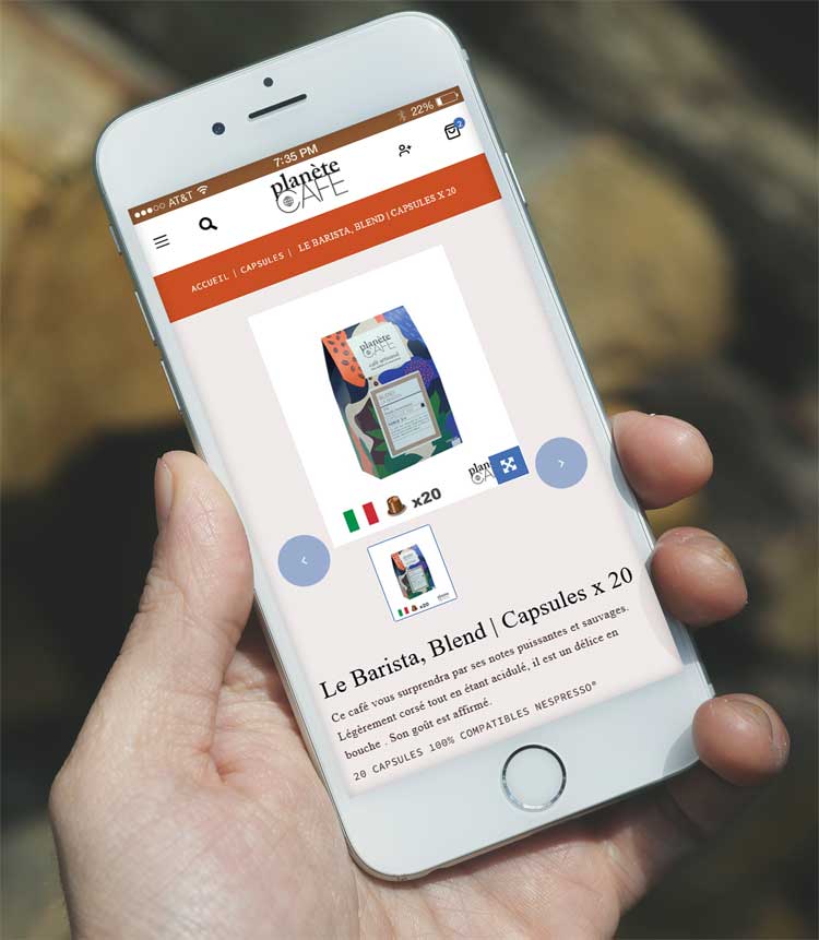 Vente café français en ligne, sur mobile